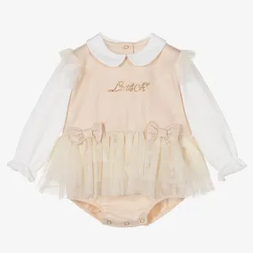 Girls Gold Cotton & Tulle Shortie