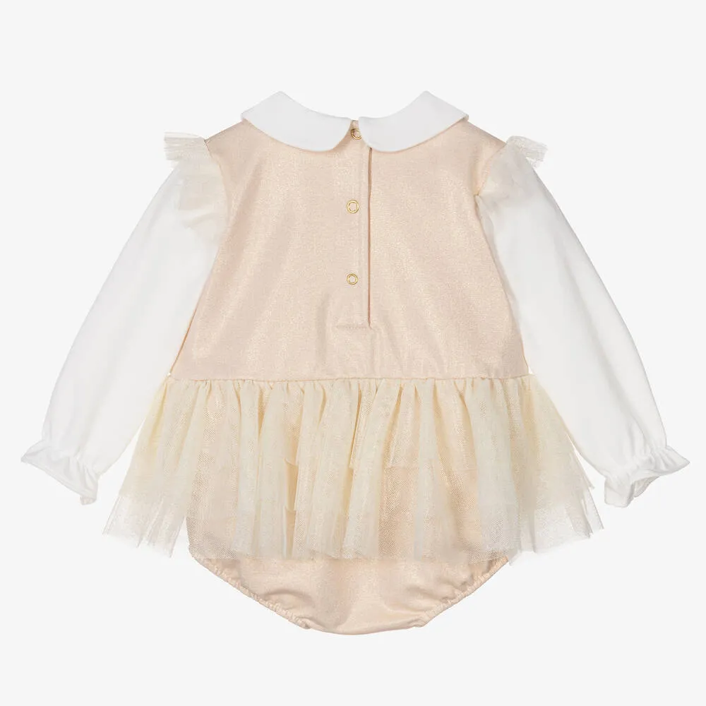 Girls Gold Cotton & Tulle Shortie