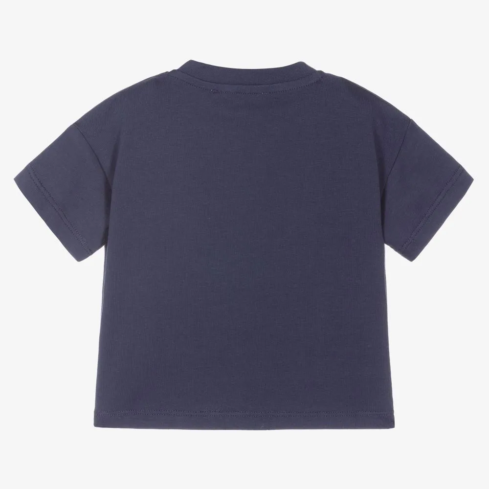 Girls Navy Blue Cotton T-Shirt