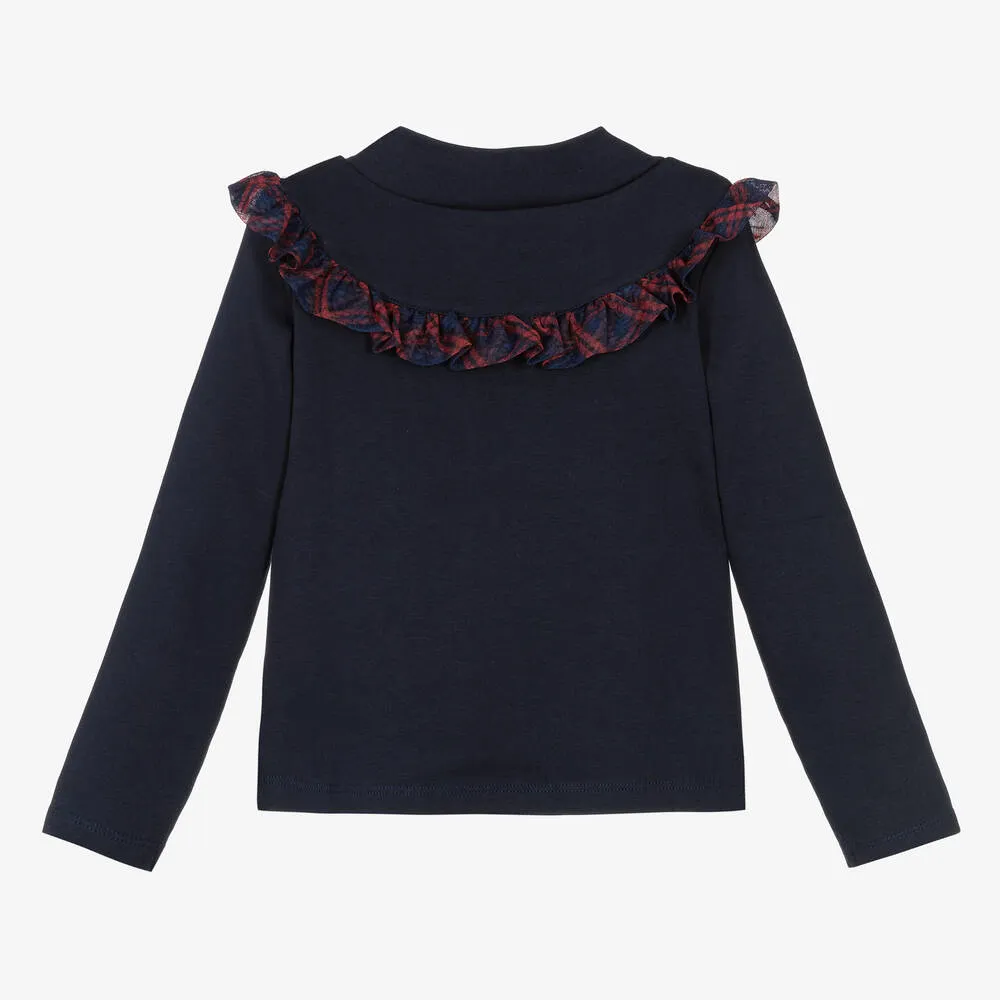 Girls Navy Blue Cotton Top