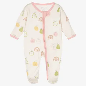 Girls Pears & Rainbows Cotton Babygrow