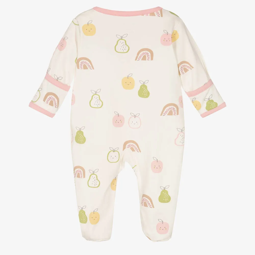 Girls Pears & Rainbows Cotton Babygrow