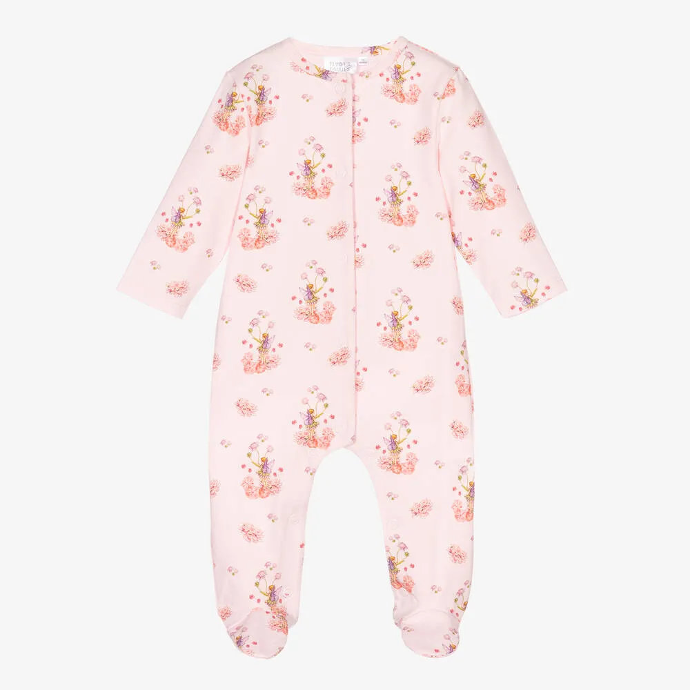 Girls Pink Cotton Jersey Babygrow