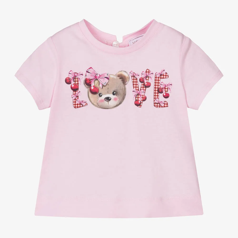 Girls Pink Cotton T-Shirt