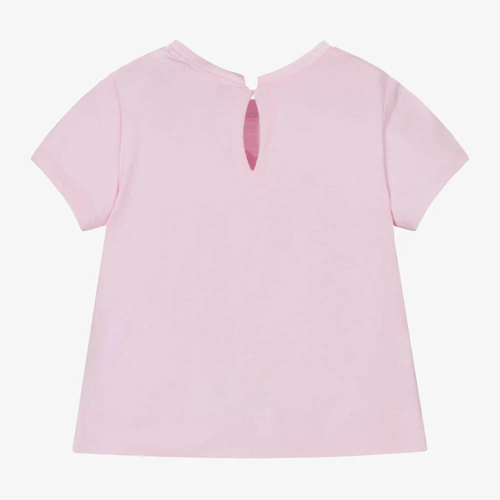 Girls Pink Cotton T-Shirt