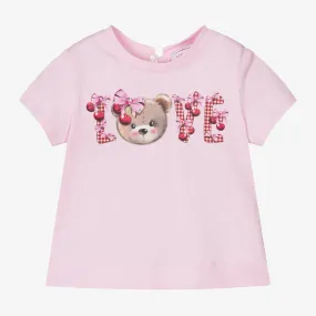 Girls Pink Cotton T-Shirt