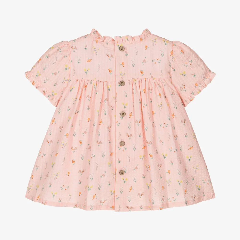 Girls Pink Floral Cotton Dress