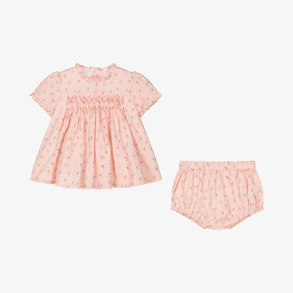 Girls Pink Floral Cotton Dress