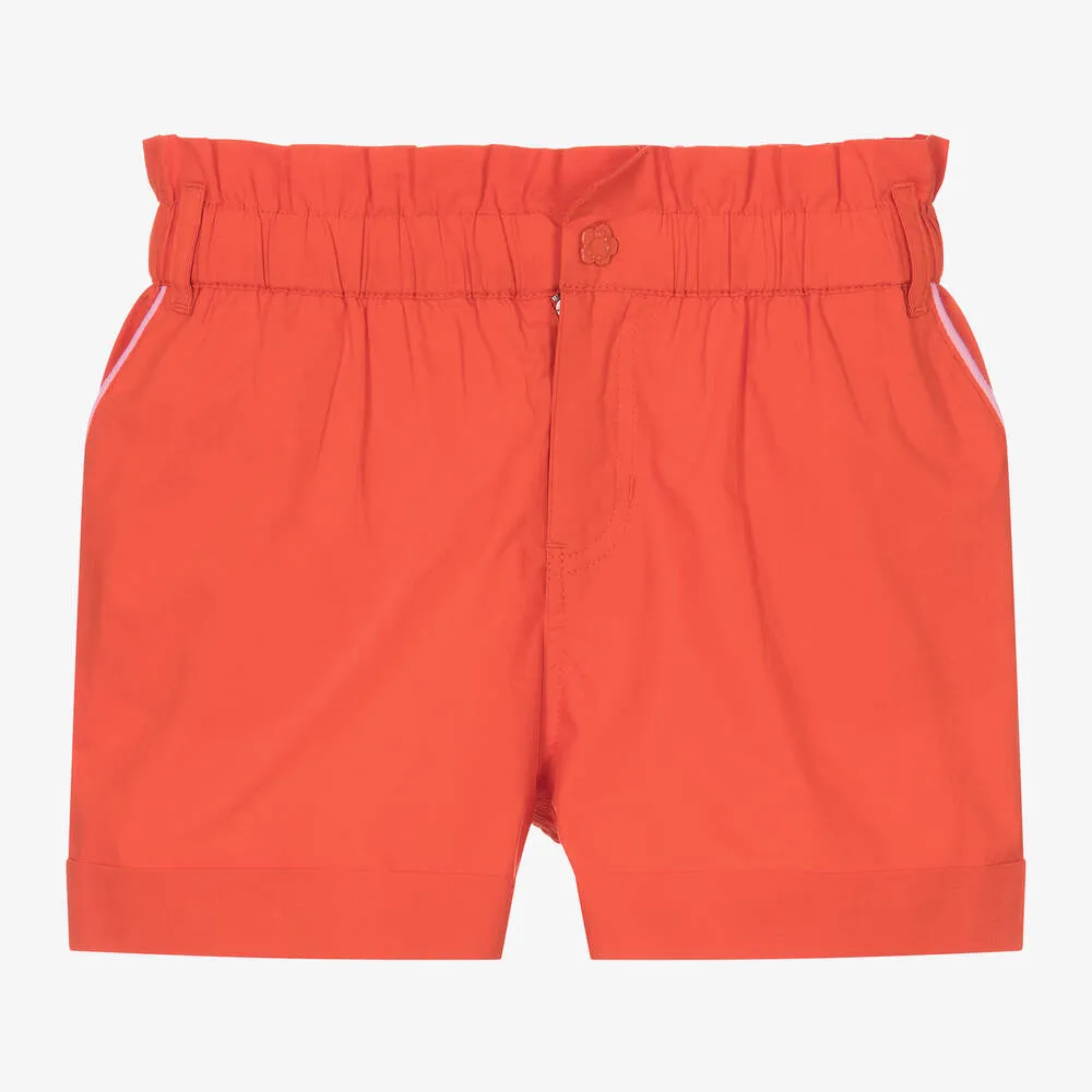 Girls Red Cotton  Shorts