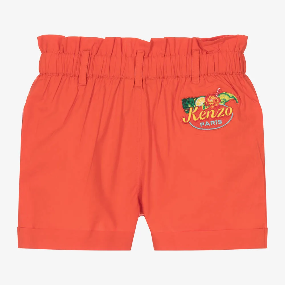 Girls Red Cotton  Shorts