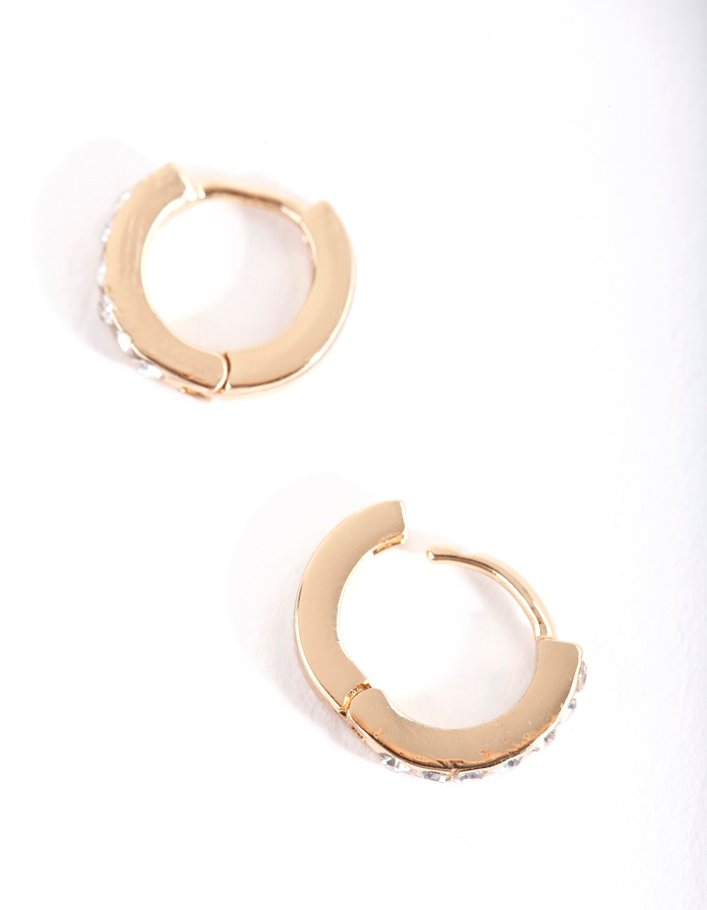 Gold Mini Diamante Huggie Earrings