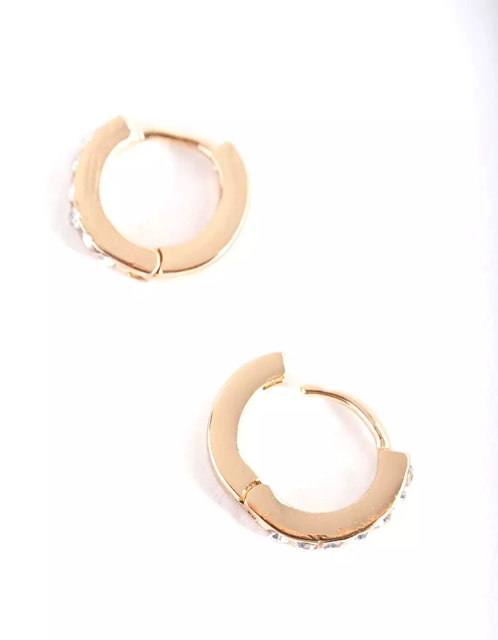 Gold Mini Diamante Huggie Earrings