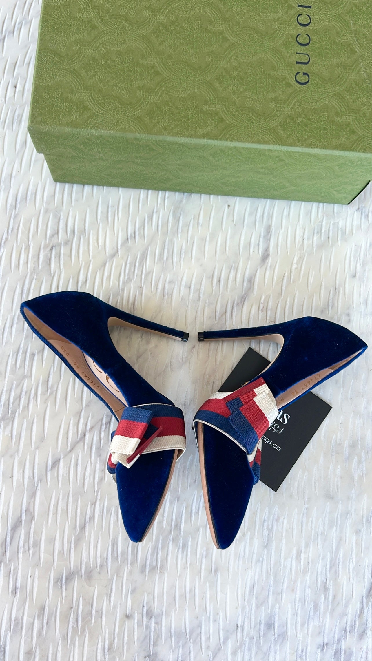 GUCCI Removable Bow Sylvie Web Heels