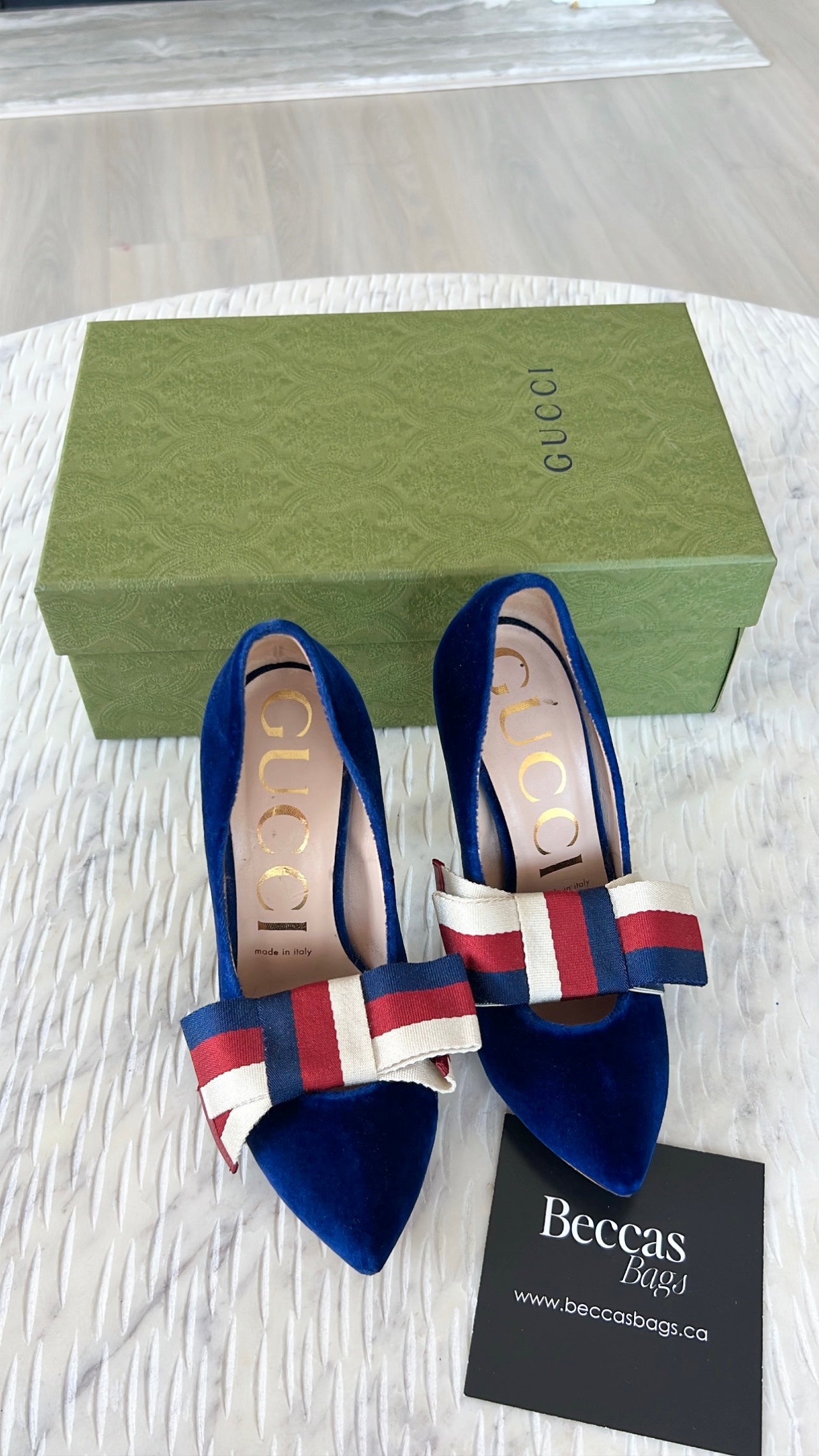 GUCCI Removable Bow Sylvie Web Heels