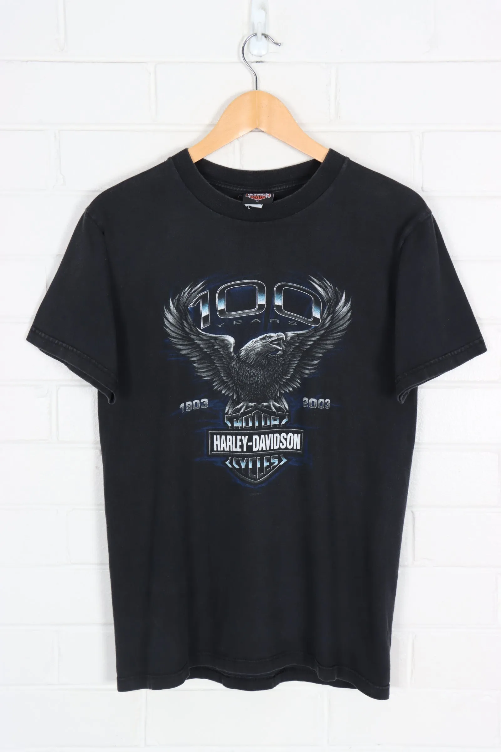 HARLEY DAVIDSON Eagle 100 Years Blue Chicago Tee (M)