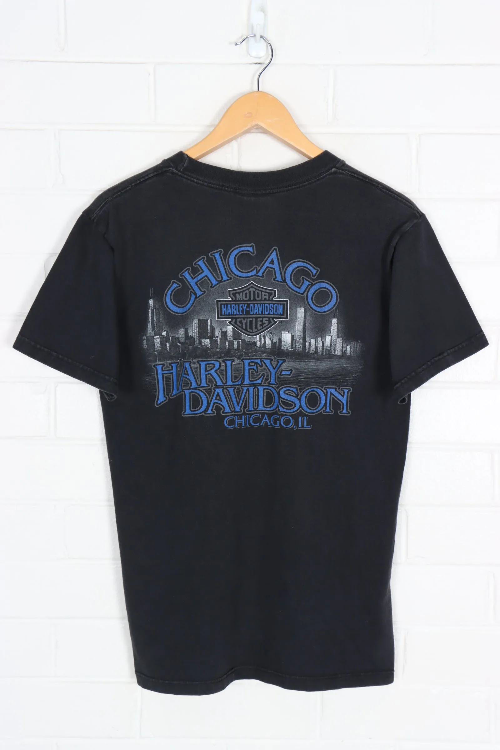 HARLEY DAVIDSON Eagle 100 Years Blue Chicago Tee (M)