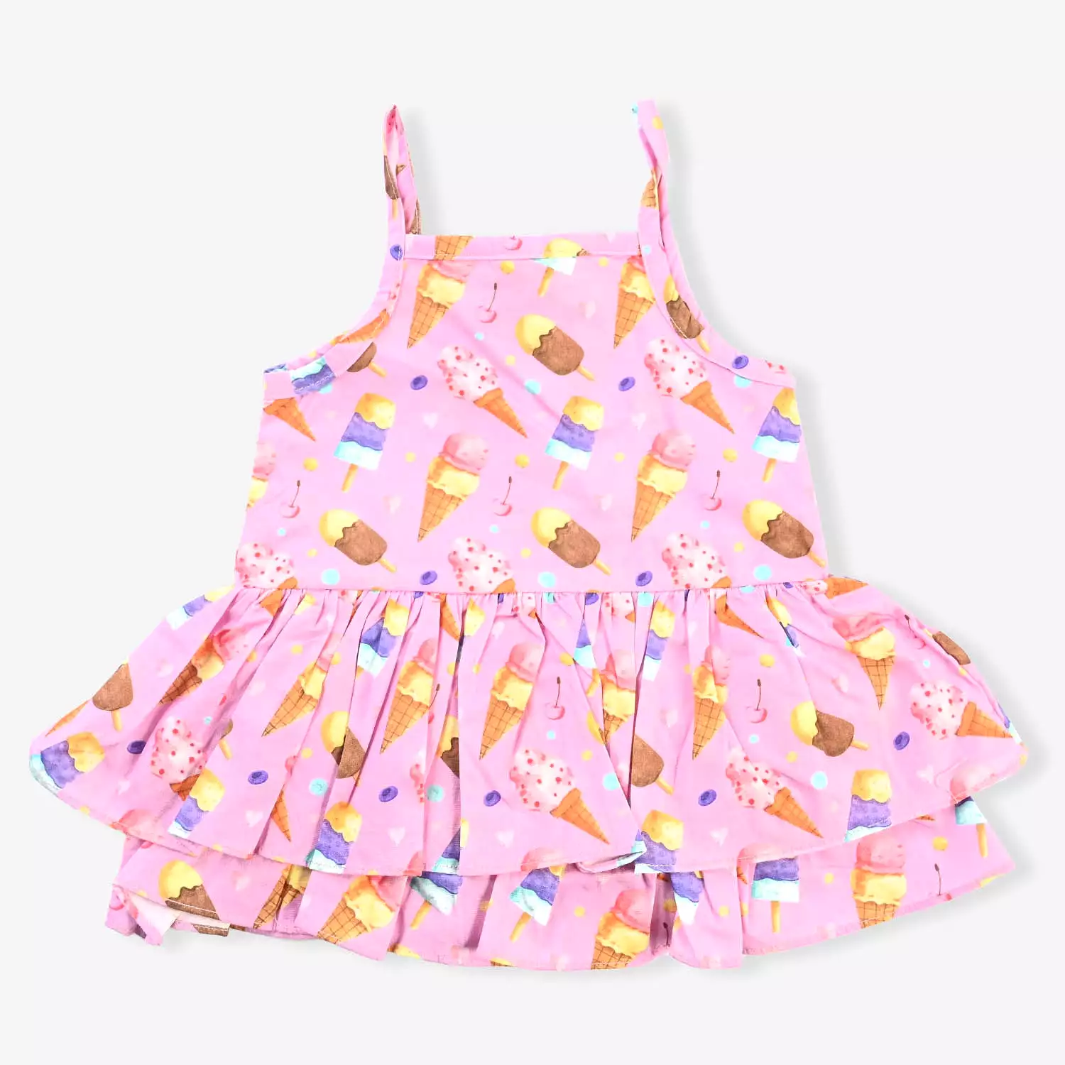 Infant Girls Cotton Frill Romper Ice-cream-Multi