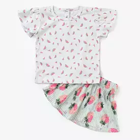 Infant Girls Cotton Jersey 2 Piece Set Chery & Strawberry-White