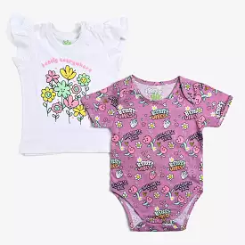 Infant Girls Cotton Jersey 2 Piece Set Flowers