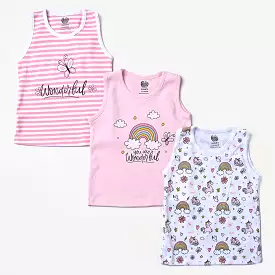 Infant Girls Cotton Poplin 3 Piece Sando Set-mIX