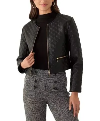 Jason Wu Women's Quilted Faux Leather Zip Front Jacket