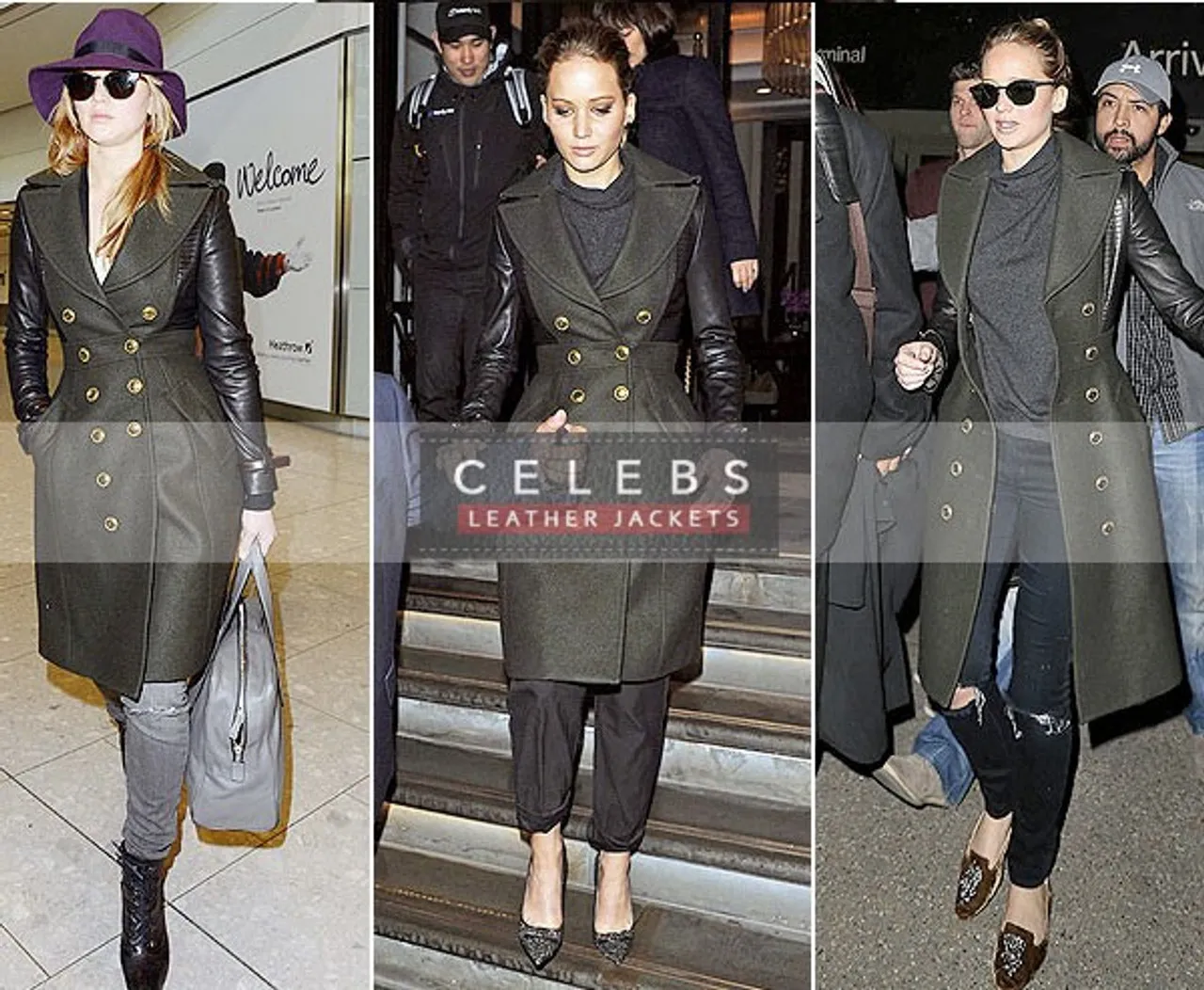 Jennifer Lawrence Designer Trench Leather Coat