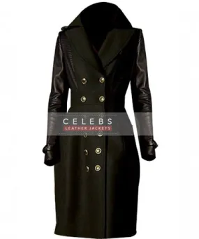 Jennifer Lawrence Designer Trench Leather Coat