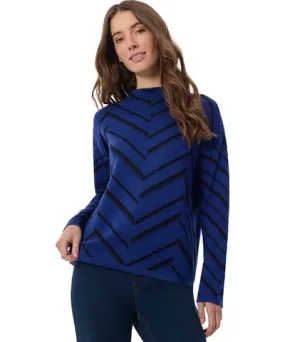 Jones New York Women's Chevron Mock-Neck Sweater