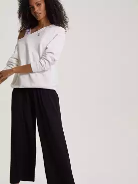 LENZING ECOVERO Jersey Cropped Palazzo Trousers | Caviar Black