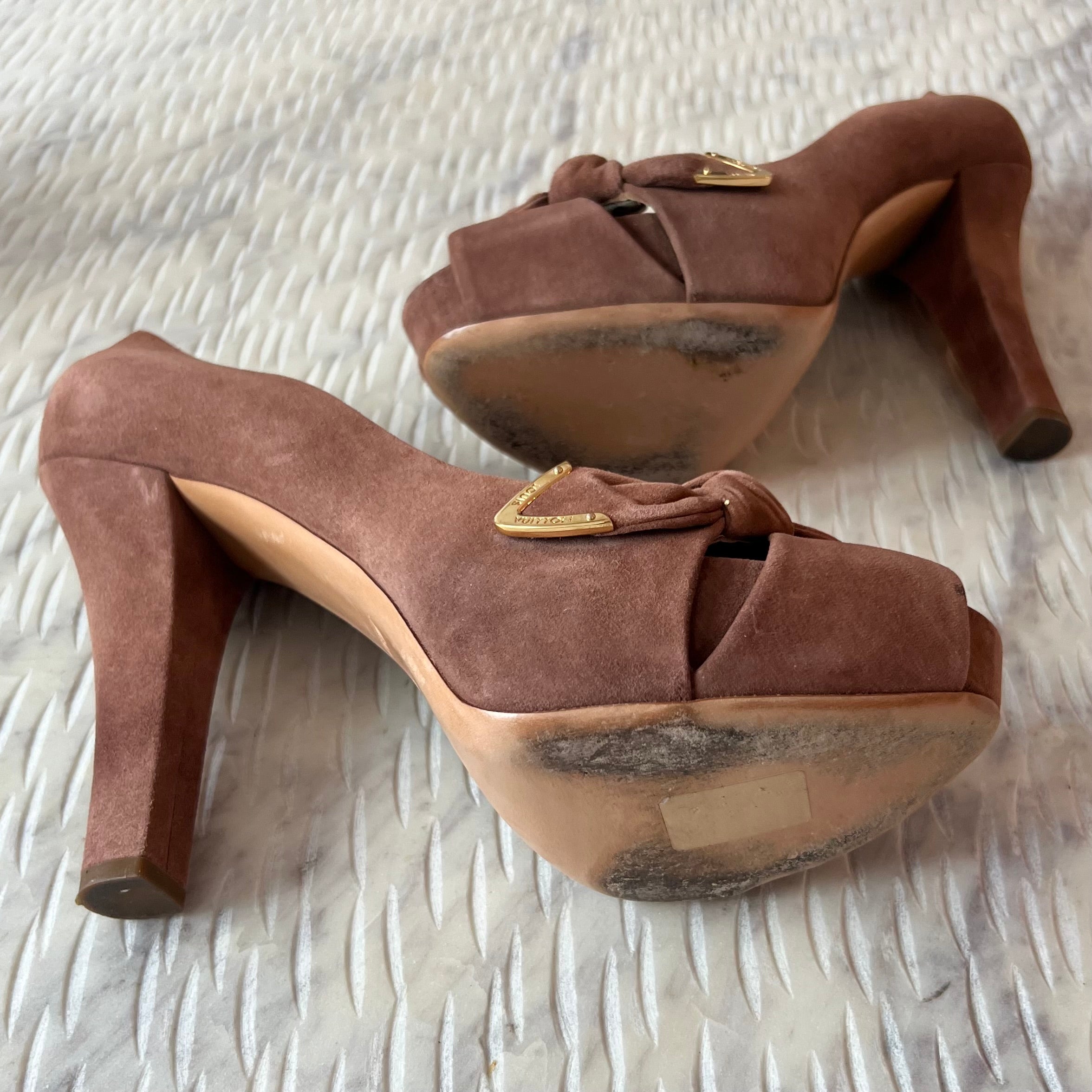 Louis Vuitton Suede Block Heels