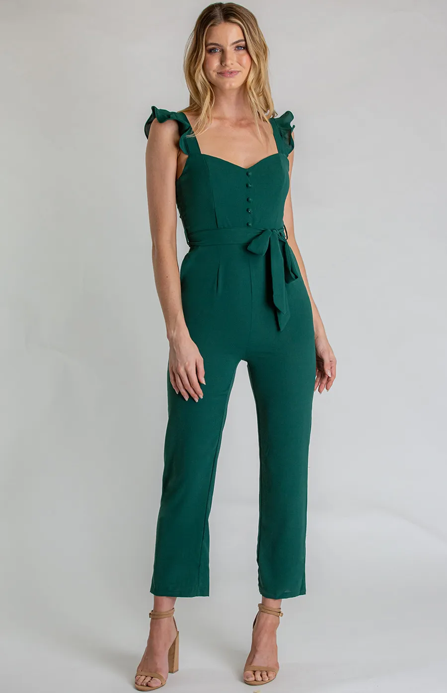 Love Heart Neckline Jumpsuit with Button Detail (AJP871A) 