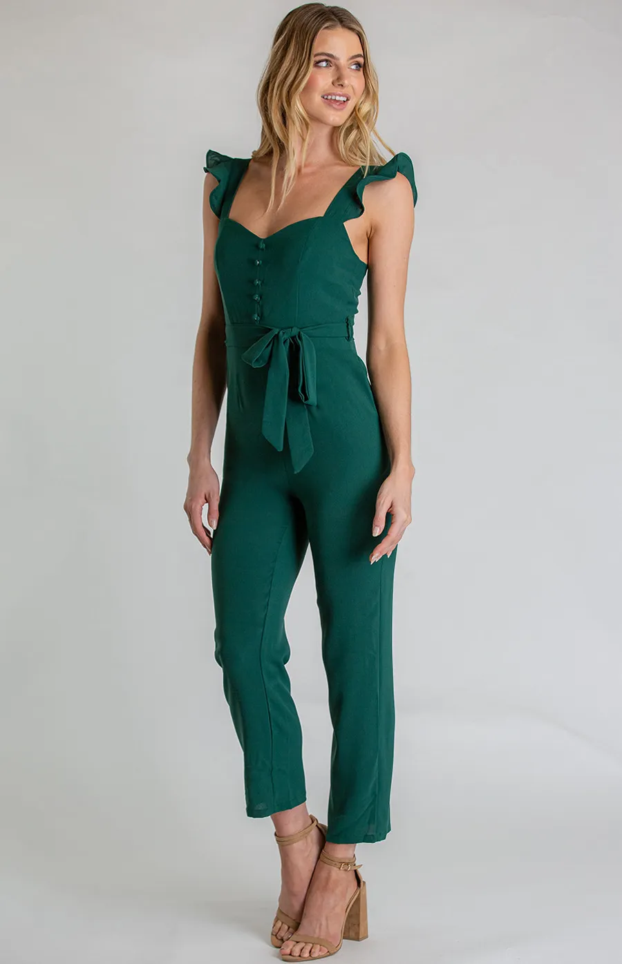 Love Heart Neckline Jumpsuit with Button Detail (AJP871A) 