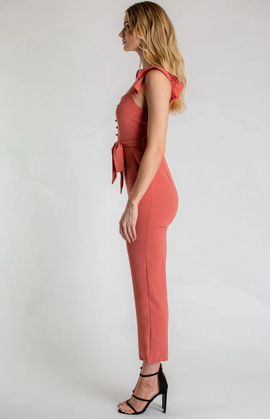 Love Heart Neckline Jumpsuit with Button Detail (AJP871A) 