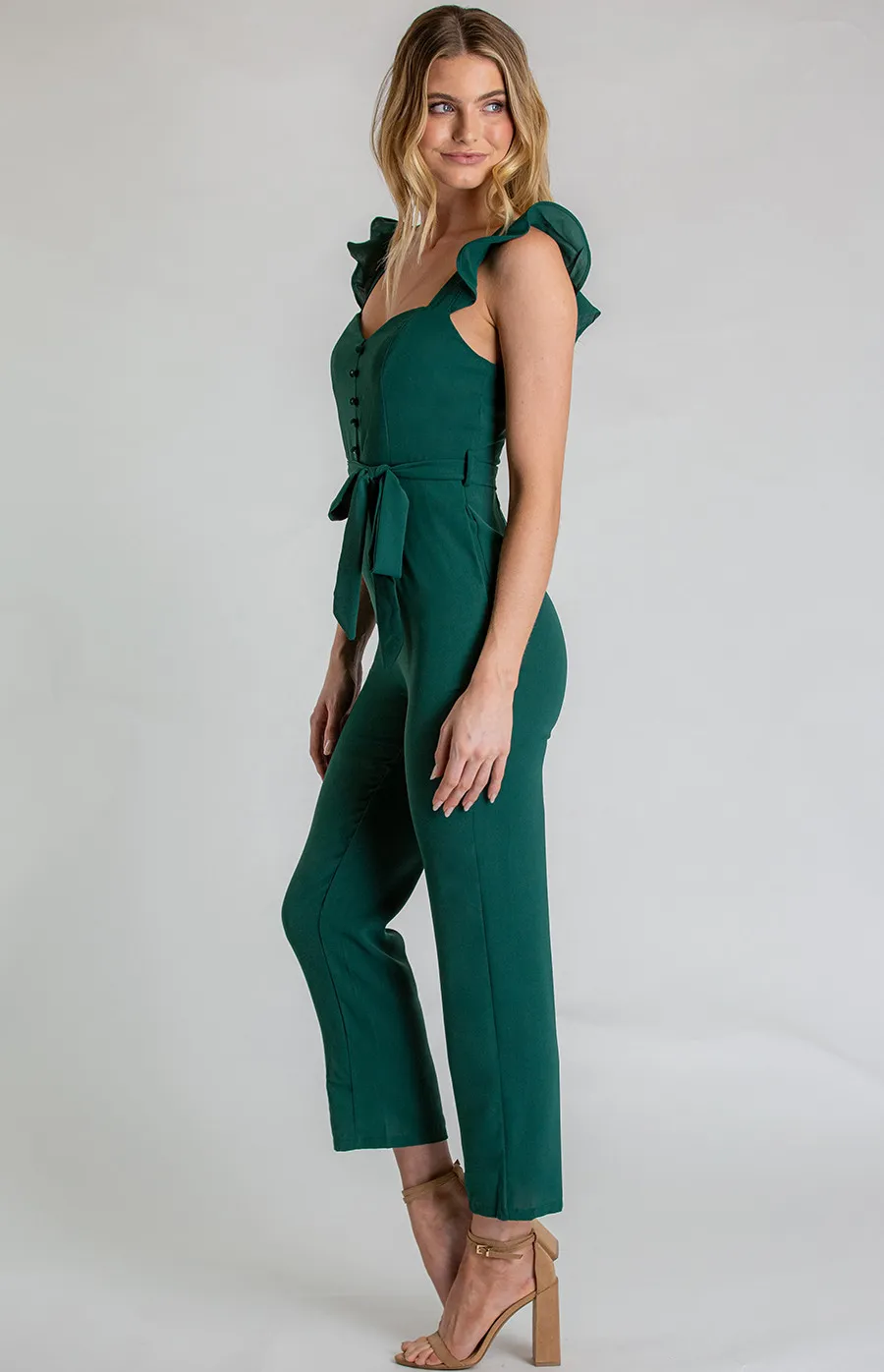 Love Heart Neckline Jumpsuit with Button Detail (AJP871A) 