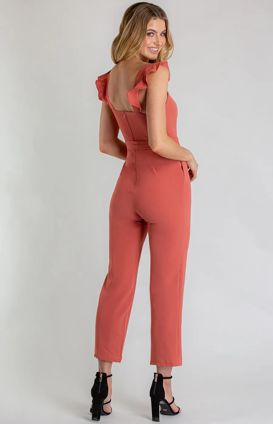 Love Heart Neckline Jumpsuit with Button Detail (AJP871A) 