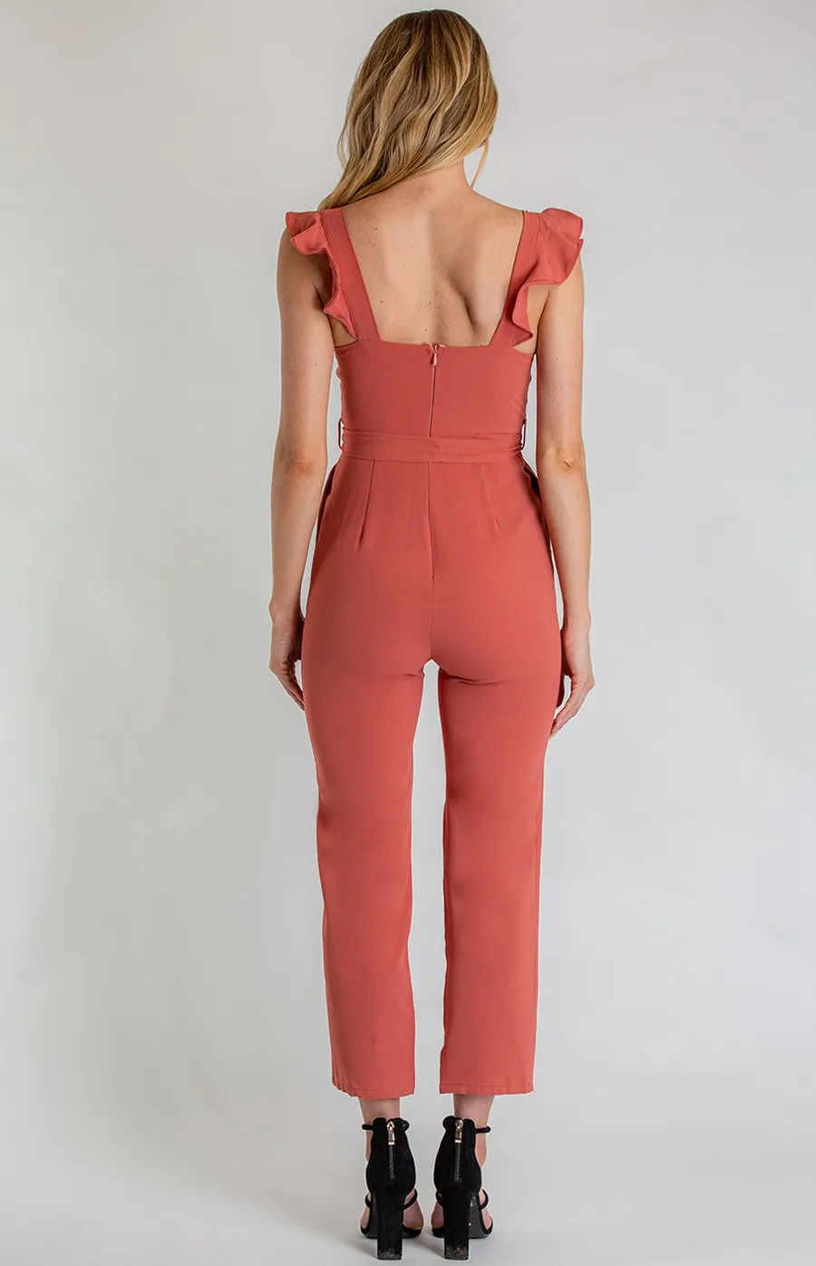 Love Heart Neckline Jumpsuit with Button Detail (AJP871A) 