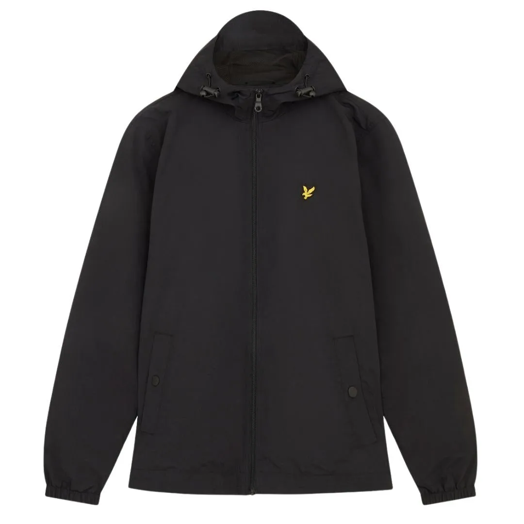 Lyle & Scott Branded Jet Black Hooded Short Lightweight Jacket