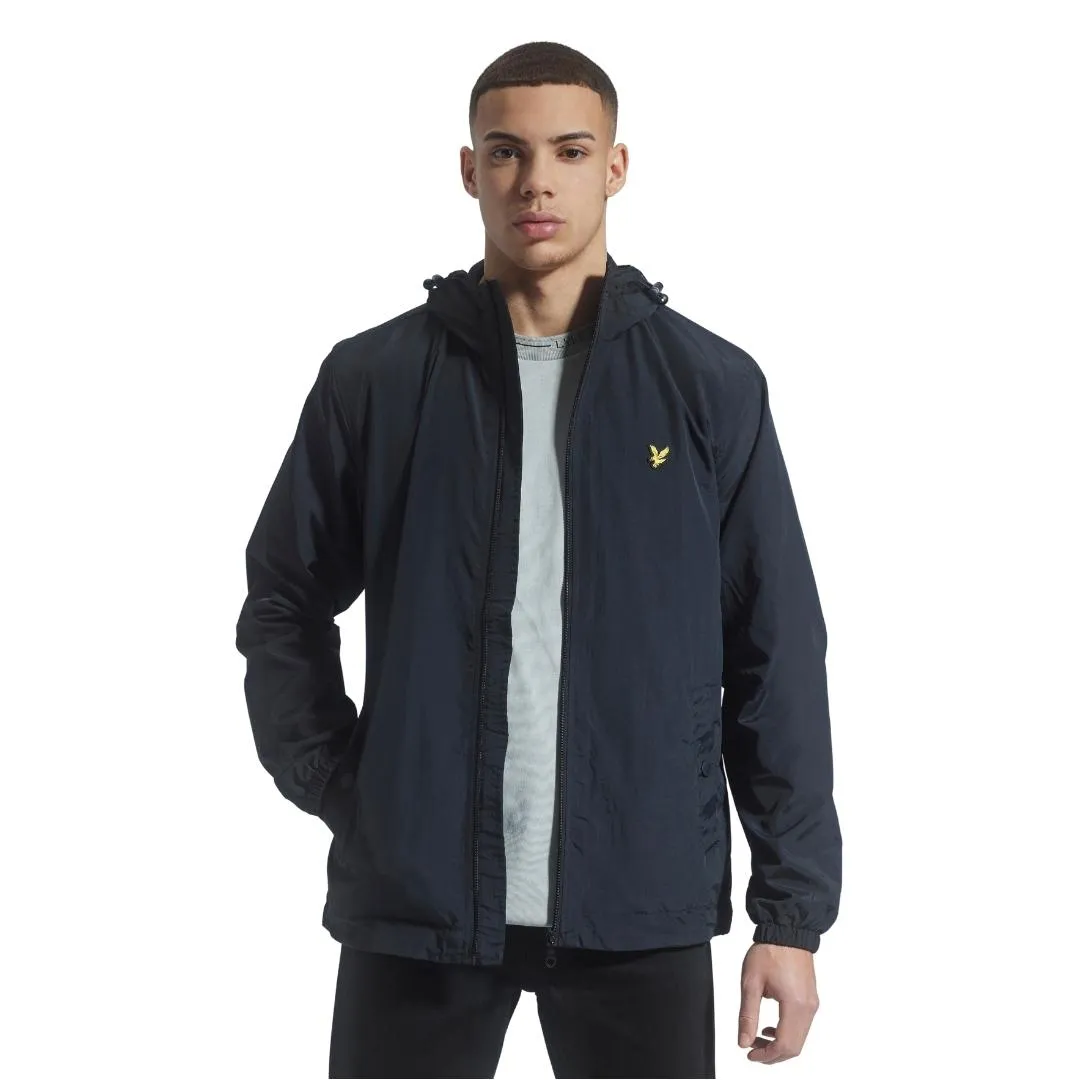 Lyle & Scott Branded Jet Black Hooded Short Lightweight Jacket