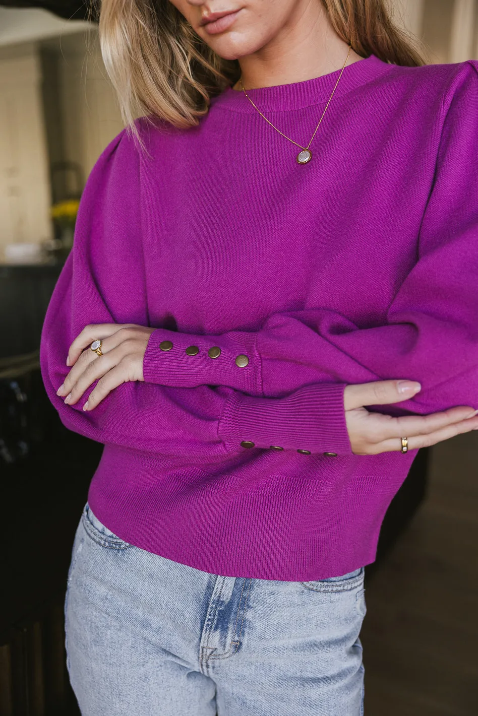 Madeline Knit Sweater in Purple