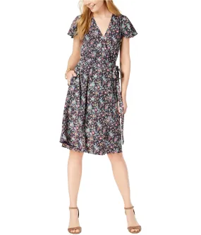 Maison Jules Womens Flutter-Sleeve Wrap Dress