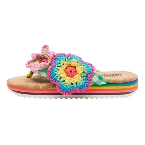 Maison Mangostan Woman Ciruela Flowers Sandals Green