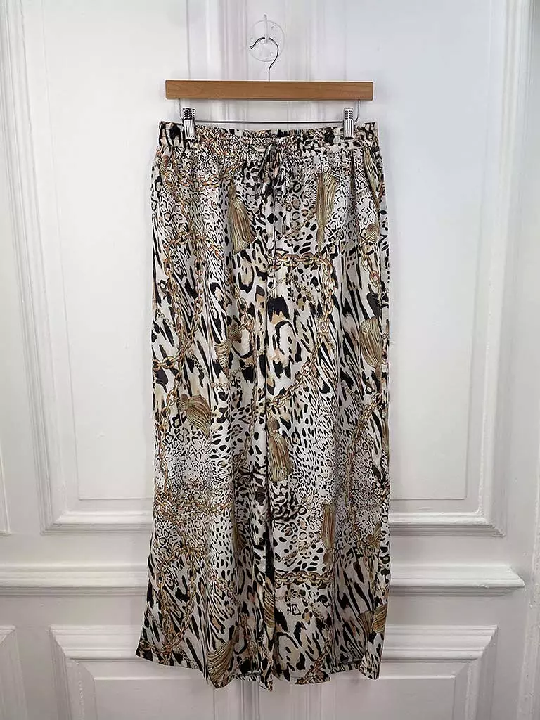 Malissa J Animal Print Palazzo Trousers - Natural