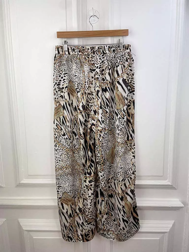 Malissa J Animal Print Palazzo Trousers - Natural