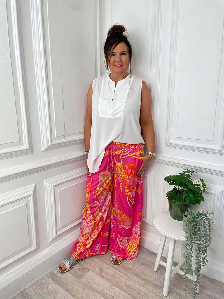 Malissa J Butterfly Print Palazzo Trousers - Hot Pink