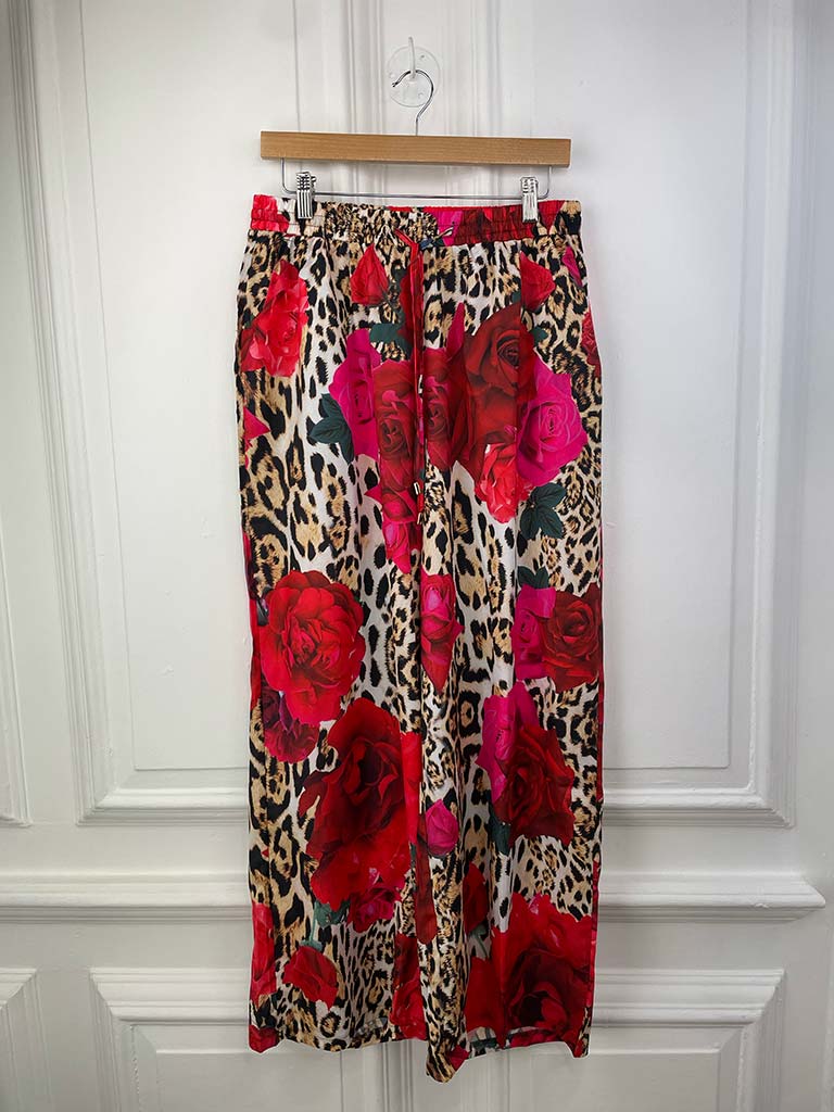 Malissa J Print Palazzo Trousers - Rose & Leopard