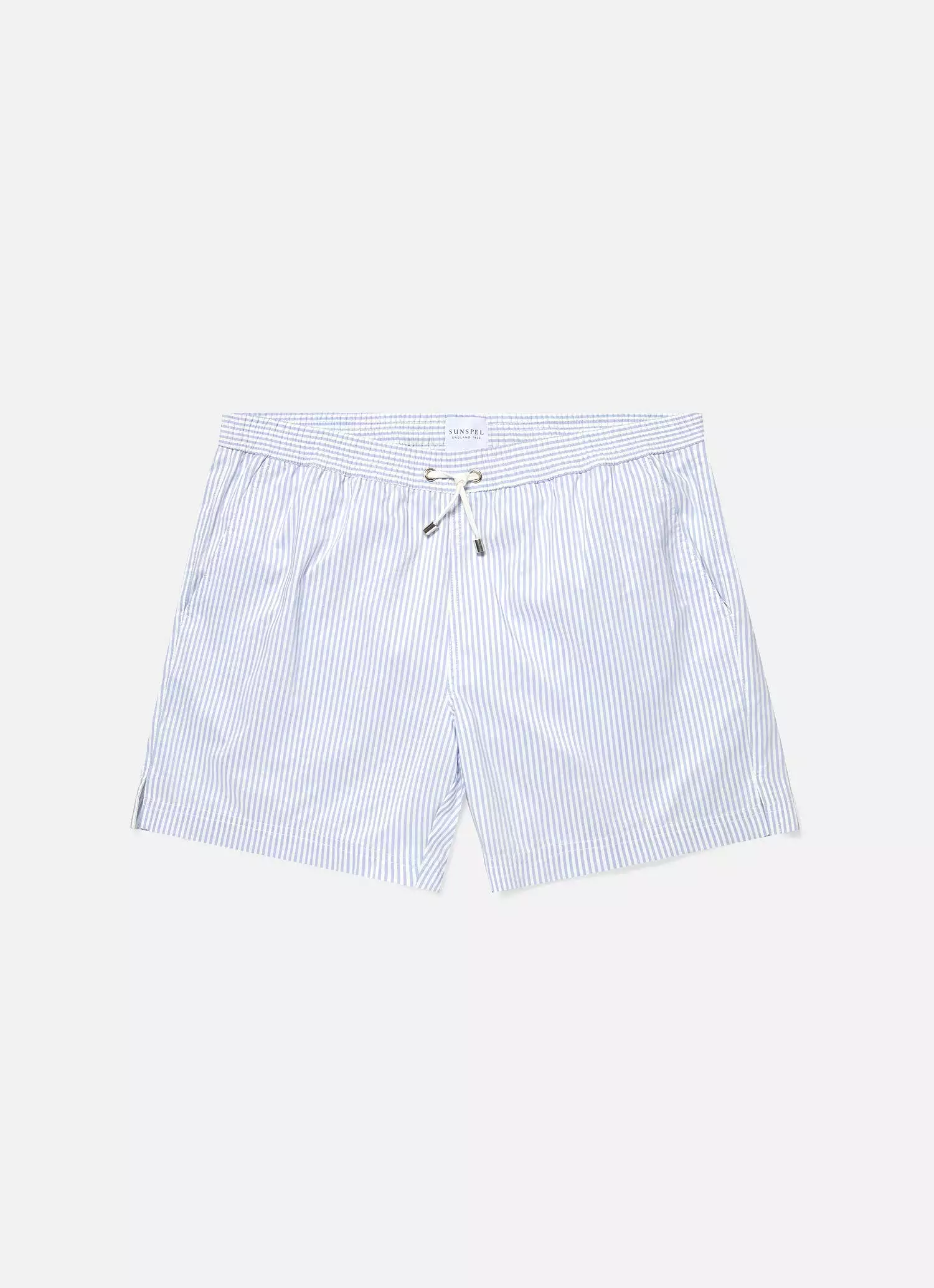 Men's Drawstring Swim Short in White/Cool Blue