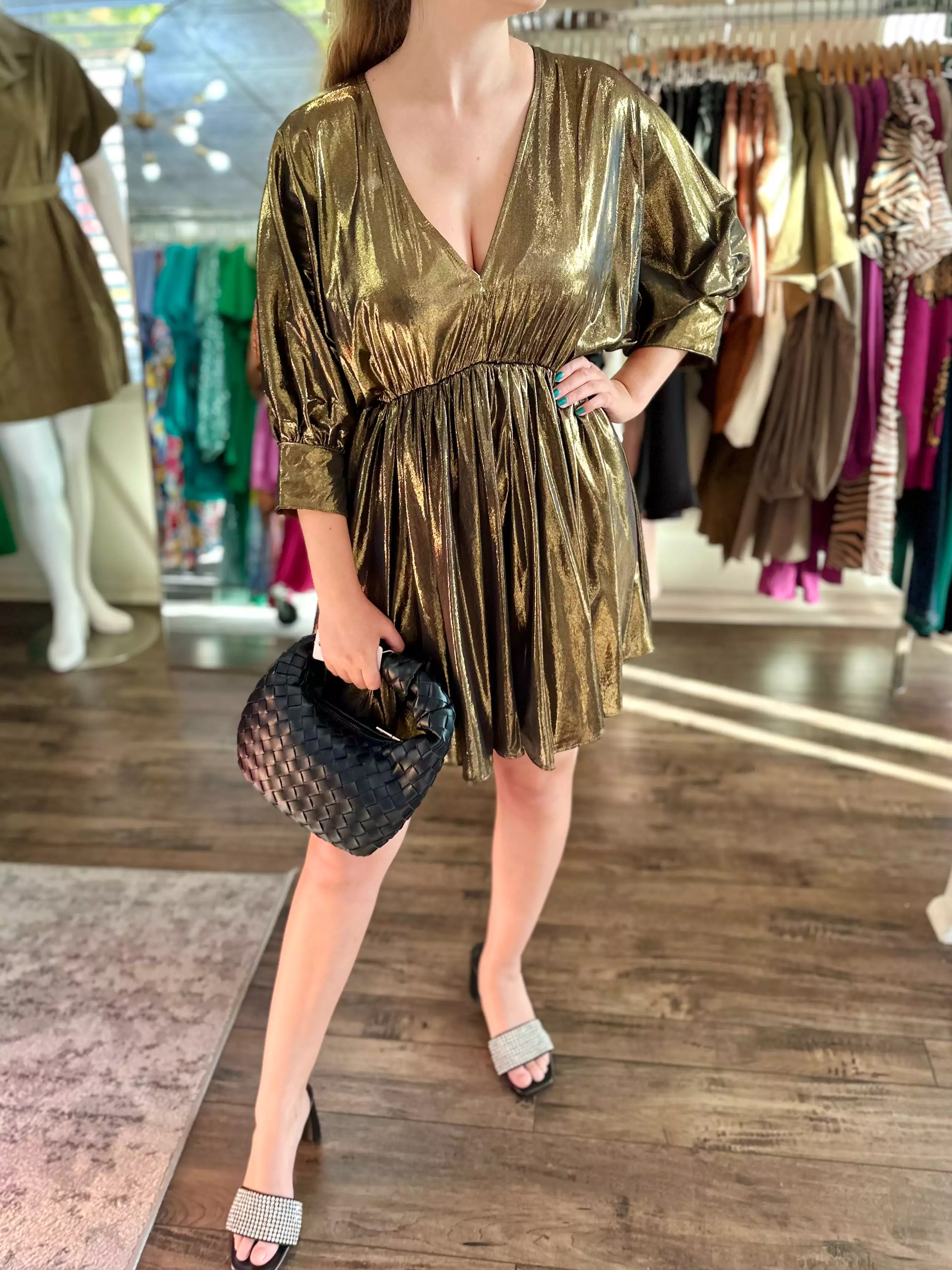 Metallic Gold Mini Dress