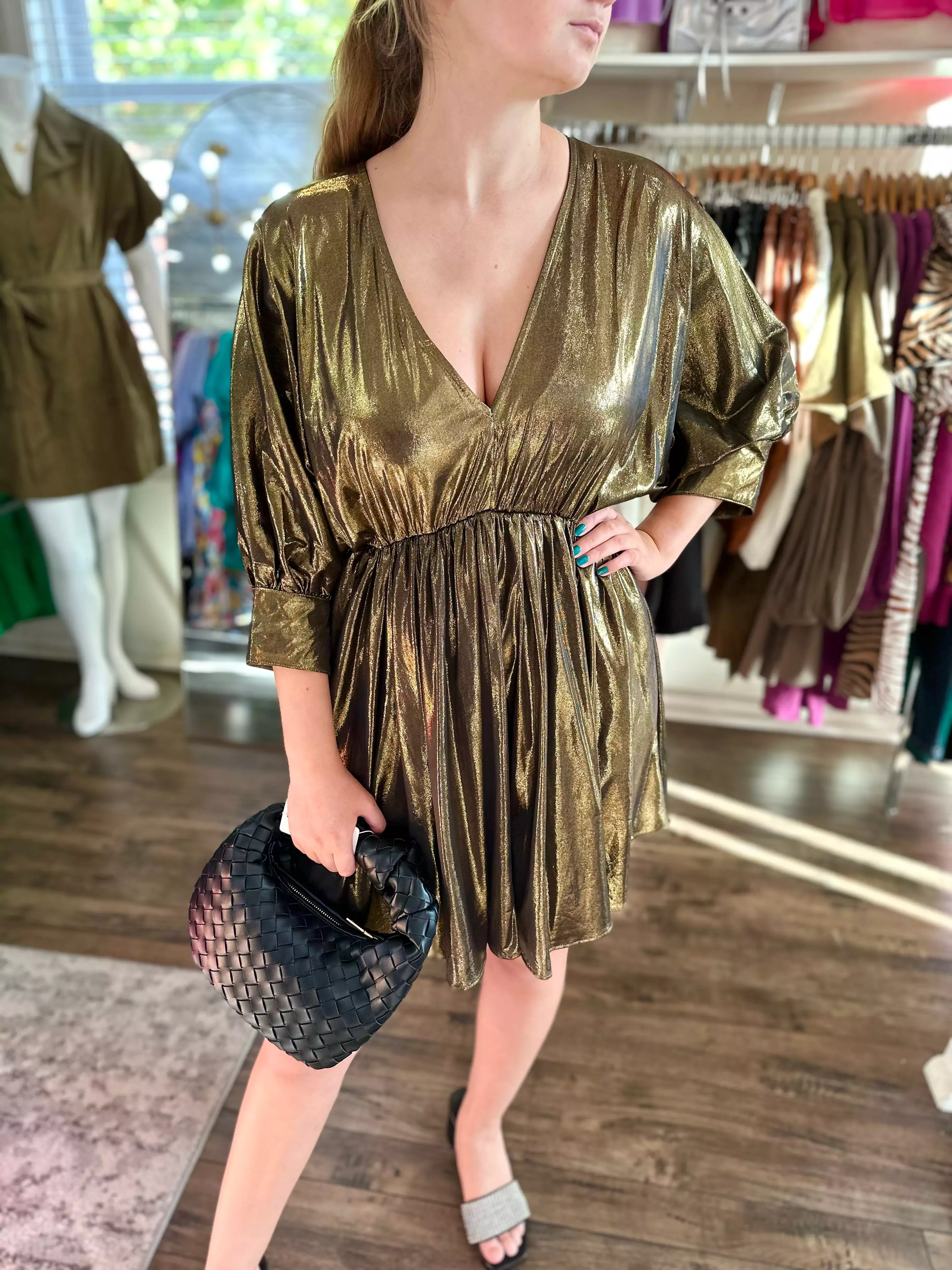 Metallic Gold Mini Dress