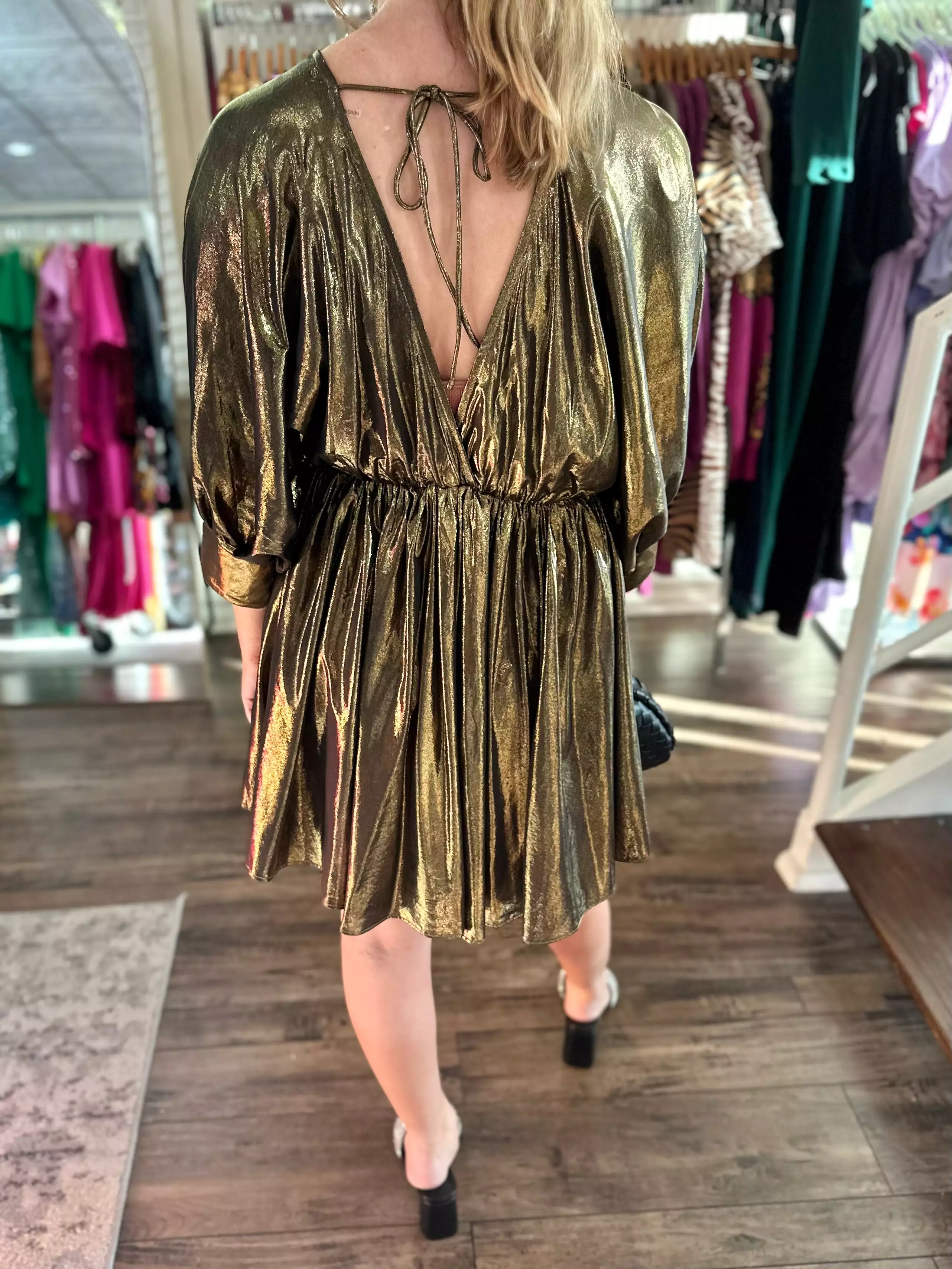 Metallic Gold Mini Dress