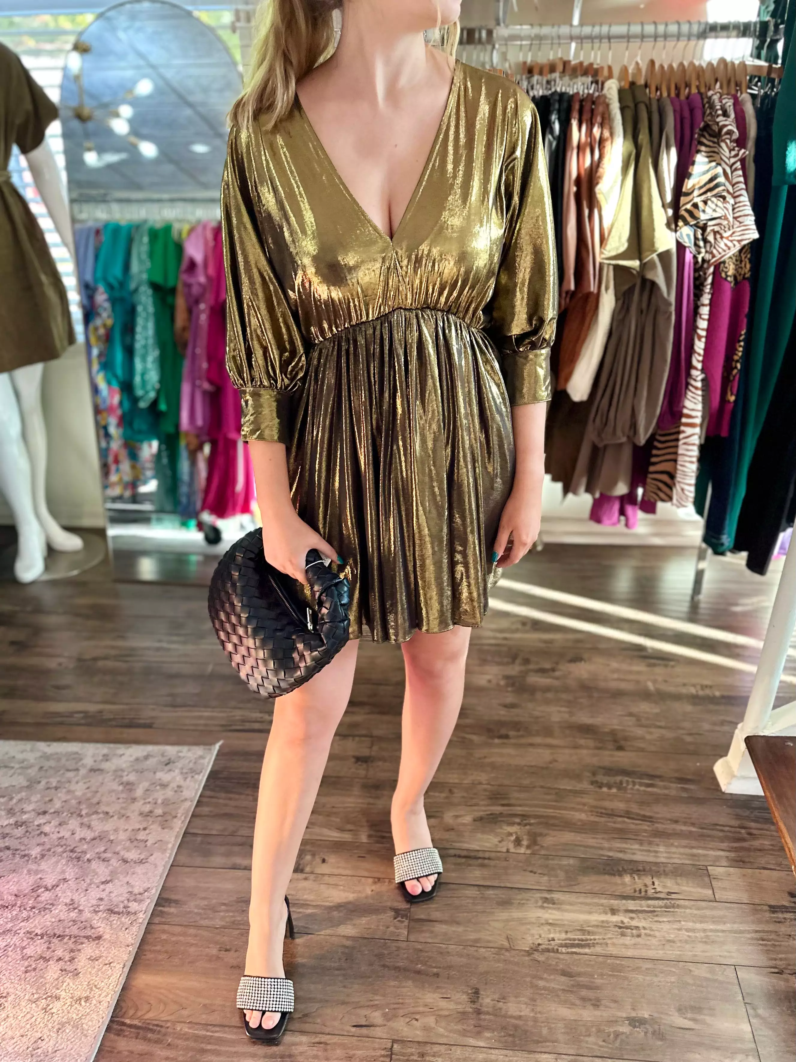 Metallic Gold Mini Dress